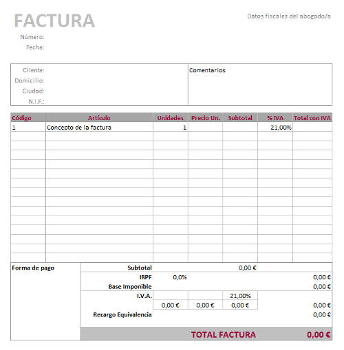 Adaptabilidad Becks Cumplir Modelo de factura para abogados | Ejemplos y documentos adicionales