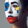 Maquillaje artístico en homenaje a Mondrian.