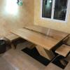 Diseño y fabricación de mesa y bancos de madera de roble y cebrano