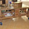 mesa teñida y encerada madera palet