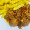 Lomo con salsa y champiñones