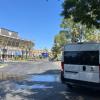 Transporte a zona La Rosaleda, delante del estadio del Málaga Club de Fútbol 