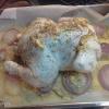 Preparativo pollo Marinado en Citricos con cama de patatas y cebolla morada para horno