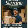 Operario de Mudanzas Serrano transportando caja en Pozuelo, Madrid.