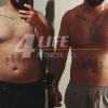 Abdomen más plano y firme, con visible pérdida de grasa en cintura y torso.