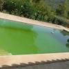 Piscina antes del mantenimiento y la reparación