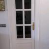 Puerta cristalera , lacada en blanco  , satinado 50 y marcó a pistola .