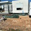 Vivienda Steel Framing: estructura metálica del porche y cerramientos en ejecución.